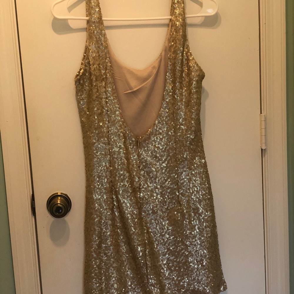 Gold sequin mini dress